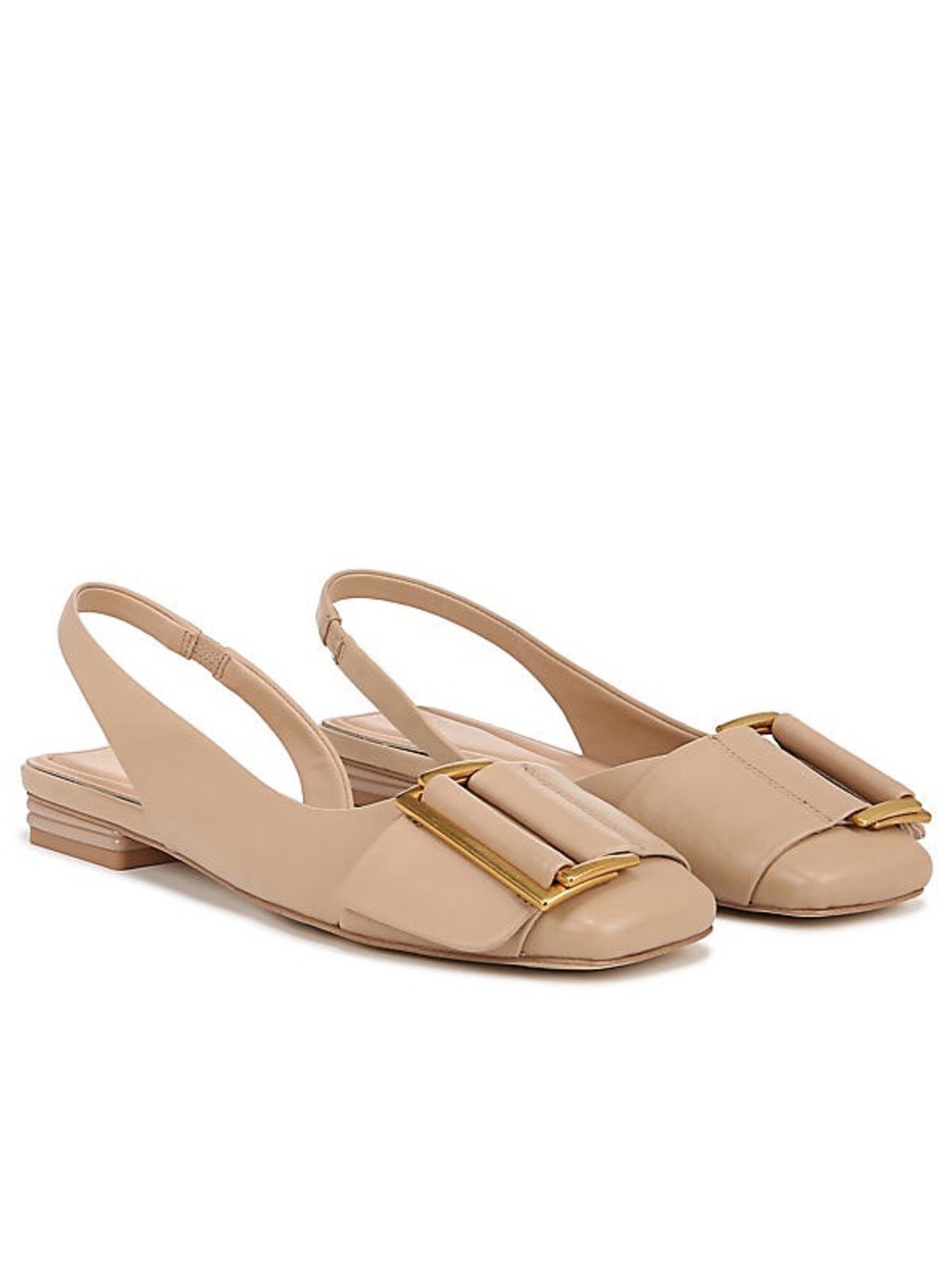 Franco Sarto Tracy Leather Square Toe Slingback Flats in Nude Sz 8.5